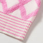 Pink Rhombus Pattern Knit Open Front Pocketed Cardigans