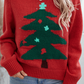 Racing Red Christmas Tree Graphic Crew Neck Sweater