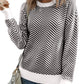 Black Contrast Edge Crew Neck Drop Shoulder Sweater