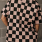 Light French Beige Checkmate Boyfriend Casual Tee