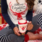 Navy Blue Christmas Pattern Striped Print Slim Fit Loungewear