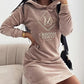 Letter Embroidery Velvet Hooded Sweatshirt Dress