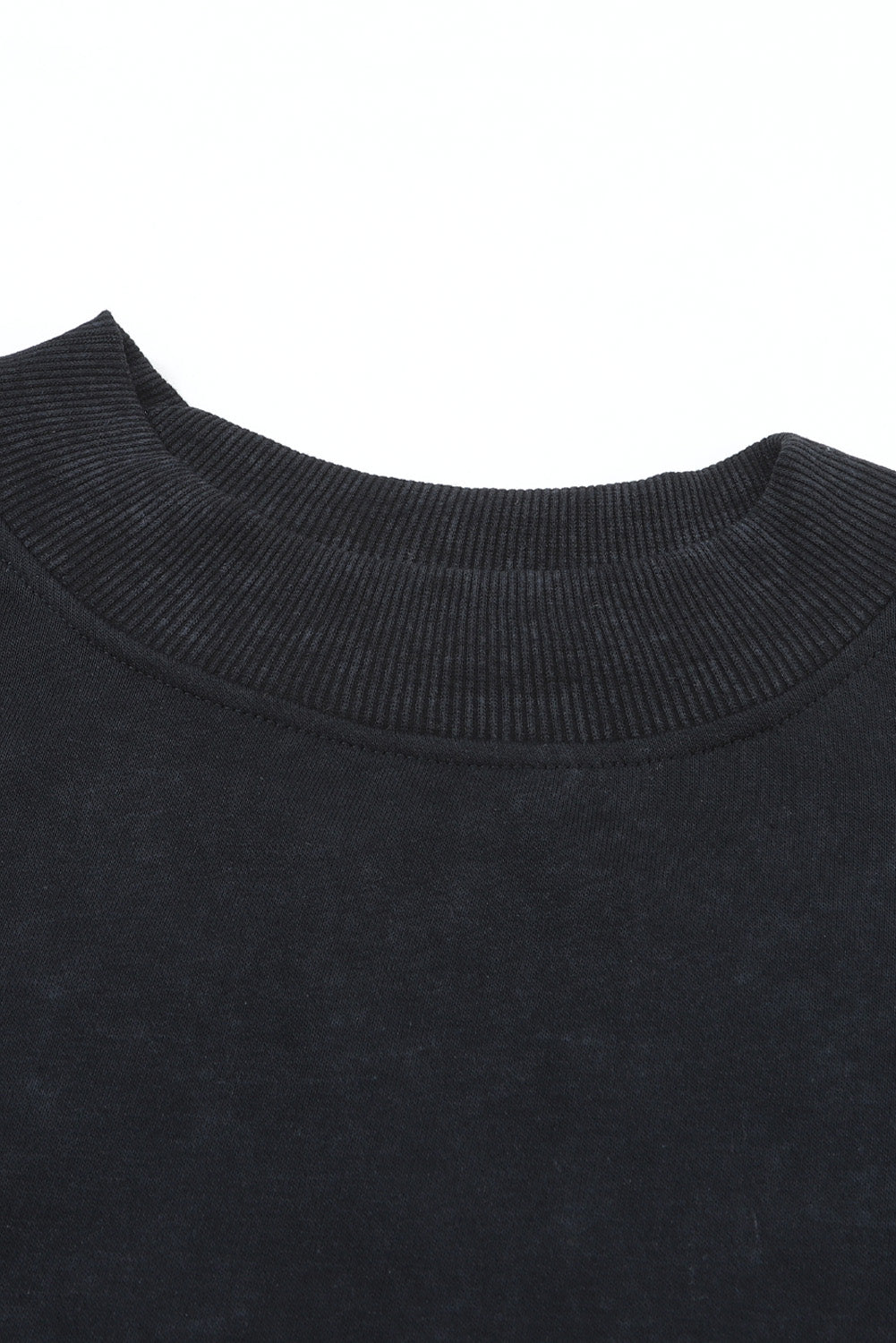 Black Drop Shoulder Crew Neck Pullover Sweatshirt