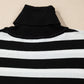 Black Stripe Slim Fit High Neck Knit Sweater