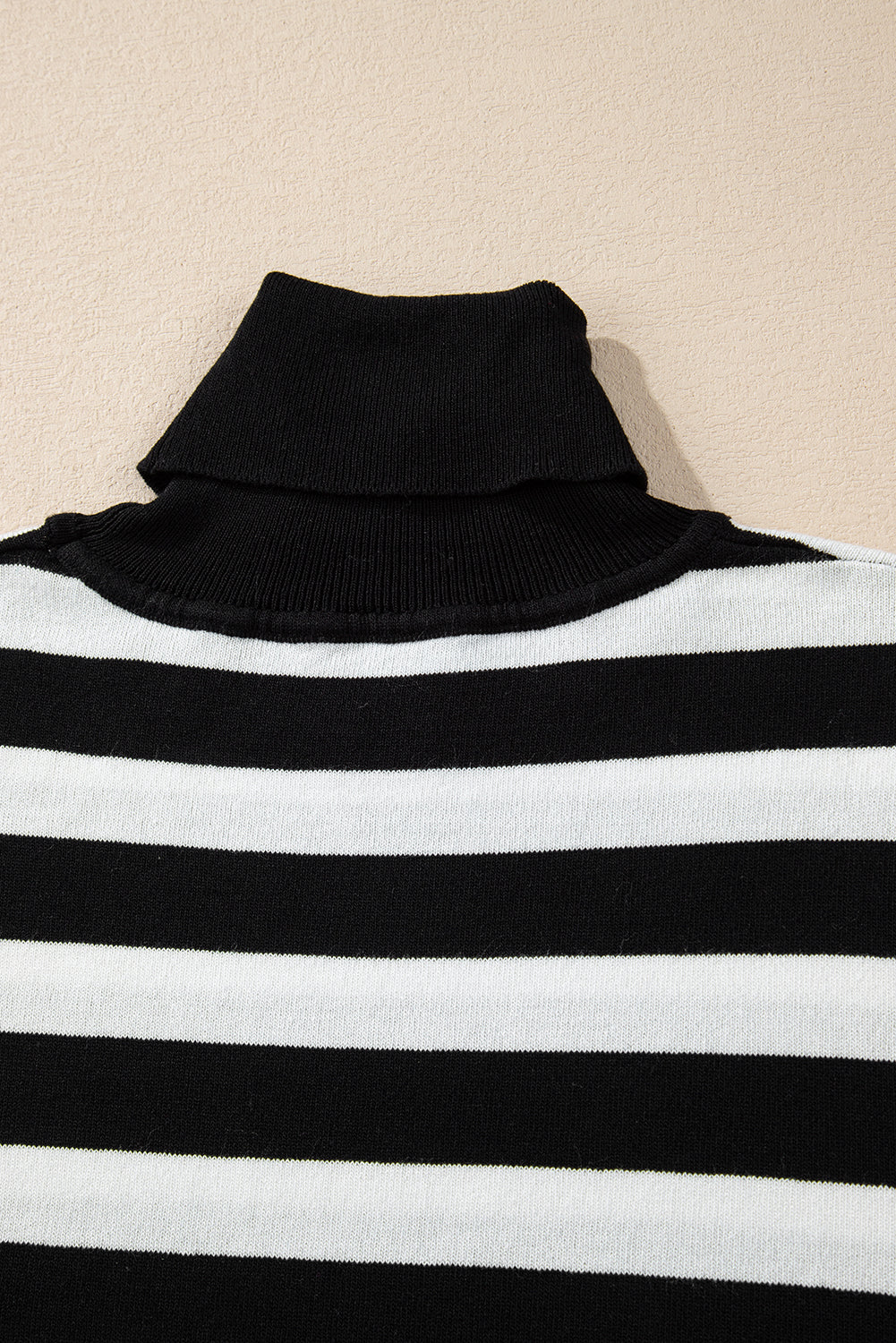 Black Stripe Slim Fit High Neck Knit Sweater