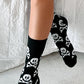 Color black Halloween Skull & Crossbones Crew Socks