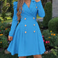 Notched Collar Puff Sleeve Double Breasted Cinch Waist Mini Dress Elegant Dress