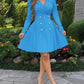 Notched Collar Puff Sleeve Double Breasted Cinch Waist Mini Dress Elegant Dress