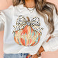 Beige Polka Dot Bow Knot Pumpkin Print Thanksgiving Sweatshirt