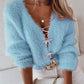 Fuzzy Bowknot Pattern Knit Cardigan