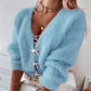 Fuzzy Bowknot Pattern Knit Cardigan