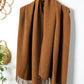 Chestnut Bohemian Fringe Trim Textured Scarf