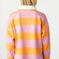 Yellow Stripe Color Block Polo Collar Sweatshirt