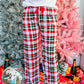 Multicolor Merry Christmas Plaid Print Two Piece Lounge Set