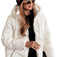 White Solid Quilted Hooded Zip Up Puffer Jackets