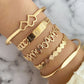 Gold Plated Valentines Bracelet 5pcs Set