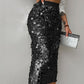 Allover Sequin Fashionable Midi Calf Skirt