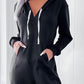 Hooded Kangaroo Pocket Design Stretchy Waist Cuffed Jumpsuit