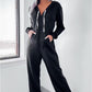 Hooded Kangaroo Pocket Design Stretchy Waist Cuffed Jumpsuit