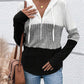 Striped Colorblock Half Zip Up Hoodie Casual Long Sleeve Pullover Tops