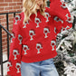 Racing Red Cheer for Christmas Round Neck Casual Sweater