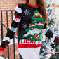 Christmas Tree Snow Pattern Round Neck Long Sleeve Knit Sweater Casual Pullover