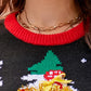 Christmas Tree Snow Pattern Round Neck Long Sleeve Knit Sweater Casual Pullover