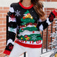 Christmas Tree Snow Pattern Round Neck Long Sleeve Knit Sweater Casual Pullover