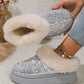 Silvery Sequin Plush Lined Thick Sole Snow Boots