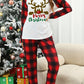 White Christmas Plaid Reindeer Graphic Long Sleeve Lounge Set