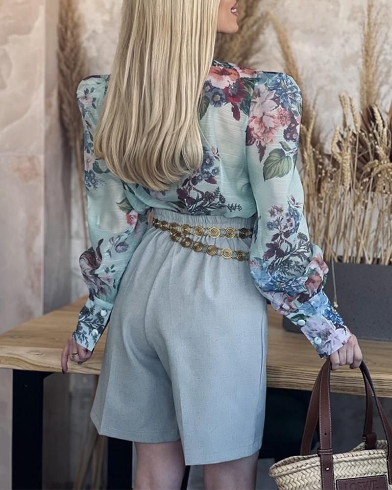 Floral Print Gigot Sleeve Top