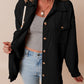 Black Corduroy Flap Pocket Button Up Shacket