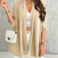 Roll Up Sleeve Casual Coat Open Front Lightweight Cardigan Top