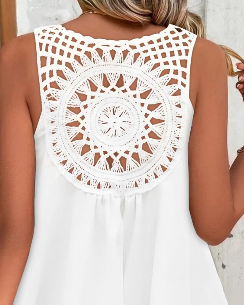 Crochet Lace Asymmetrical Hem Tank Top