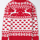 Fiery Red Merry Christmas Reindeer Heart Pattern High Neck Sweater