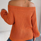 Off Shoulder Lantern Sleeve Knit Sweater