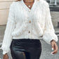 V Neck Long Sleeves Beaded Decor Front Button Sweater Casual Coat