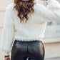 V Neck Long Sleeves Beaded Decor Front Button Sweater Casual Coat