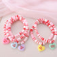 Pink Heart Shape Charm Beaded Multi Layer Bracelet Set