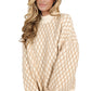 Oatmeal Diamond Knit Drop Shoulder Loose Sweater