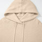 Beige Solid Color Drawstring Hooded Drop Shoulder Pullover Sweater