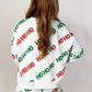 White Christmas HOHOHO Print Drop Shoulder Pullover and Casual Shorts Set