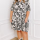 Black Floral Print Tiered Frilled Half Sleeve Plus Size Mini Dress