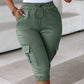 Side Pockets Drawstring Waist Cropped Cargo Pants