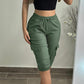 Side Pockets Drawstring Waist Cropped Cargo Pants