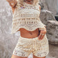 Crochet Lace Sleeveless Crop Knit Top & Shorts Set