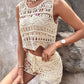 Crochet Lace Sleeveless Crop Knit Top & Shorts Set