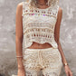 Crochet Lace Sleeveless Crop Knit Top & Shorts Set