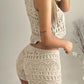 Crochet Lace Sleeveless Crop Knit Top & Shorts Set