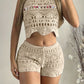 Crochet Lace Sleeveless Crop Knit Top & Shorts Set